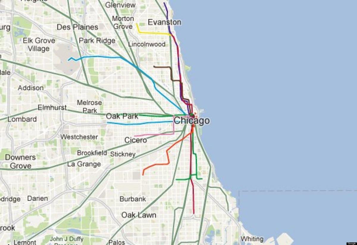 Chicago mapa de trenes de la línea azul
