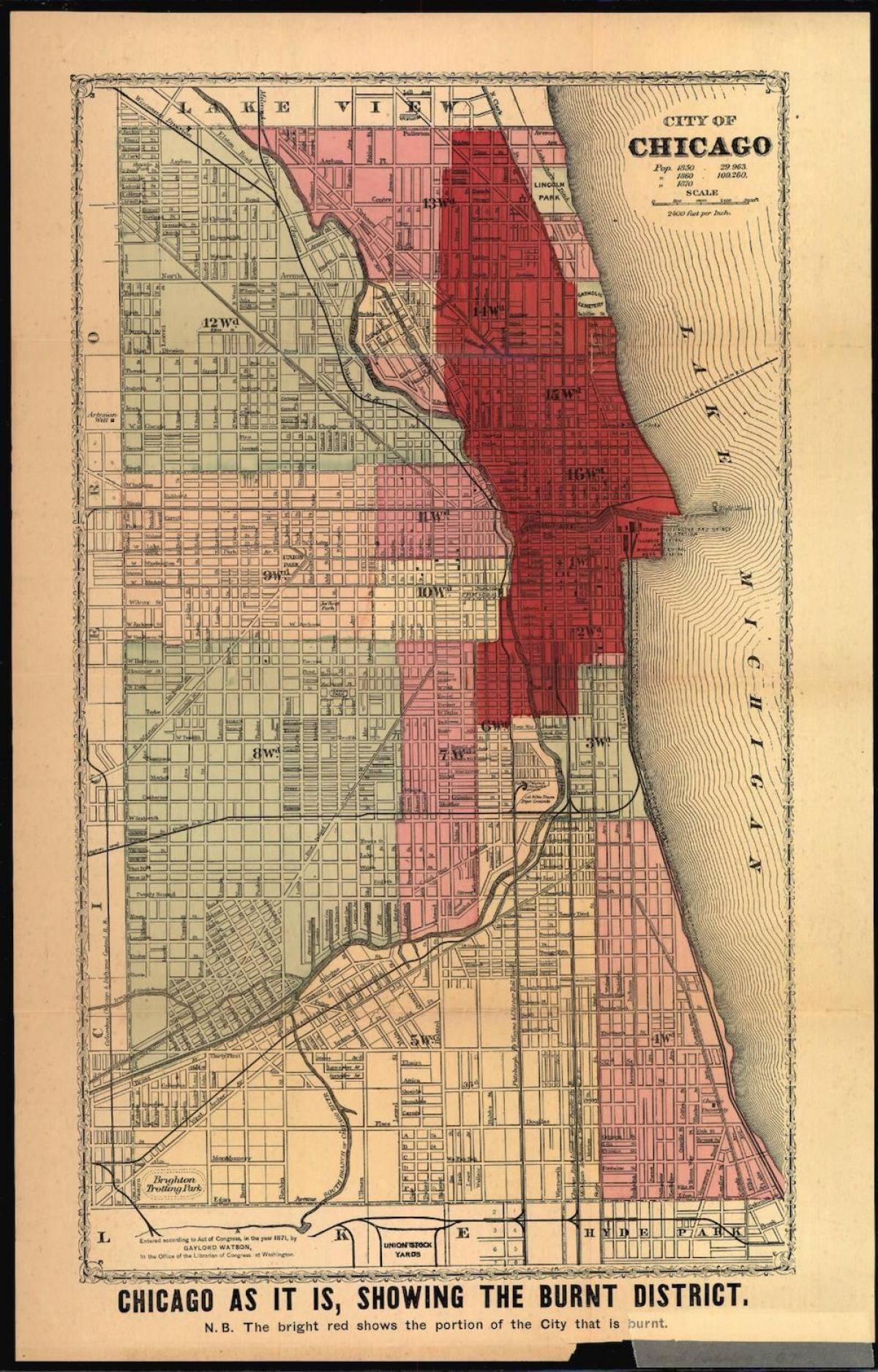 mapa de el gran incendio de Chicago