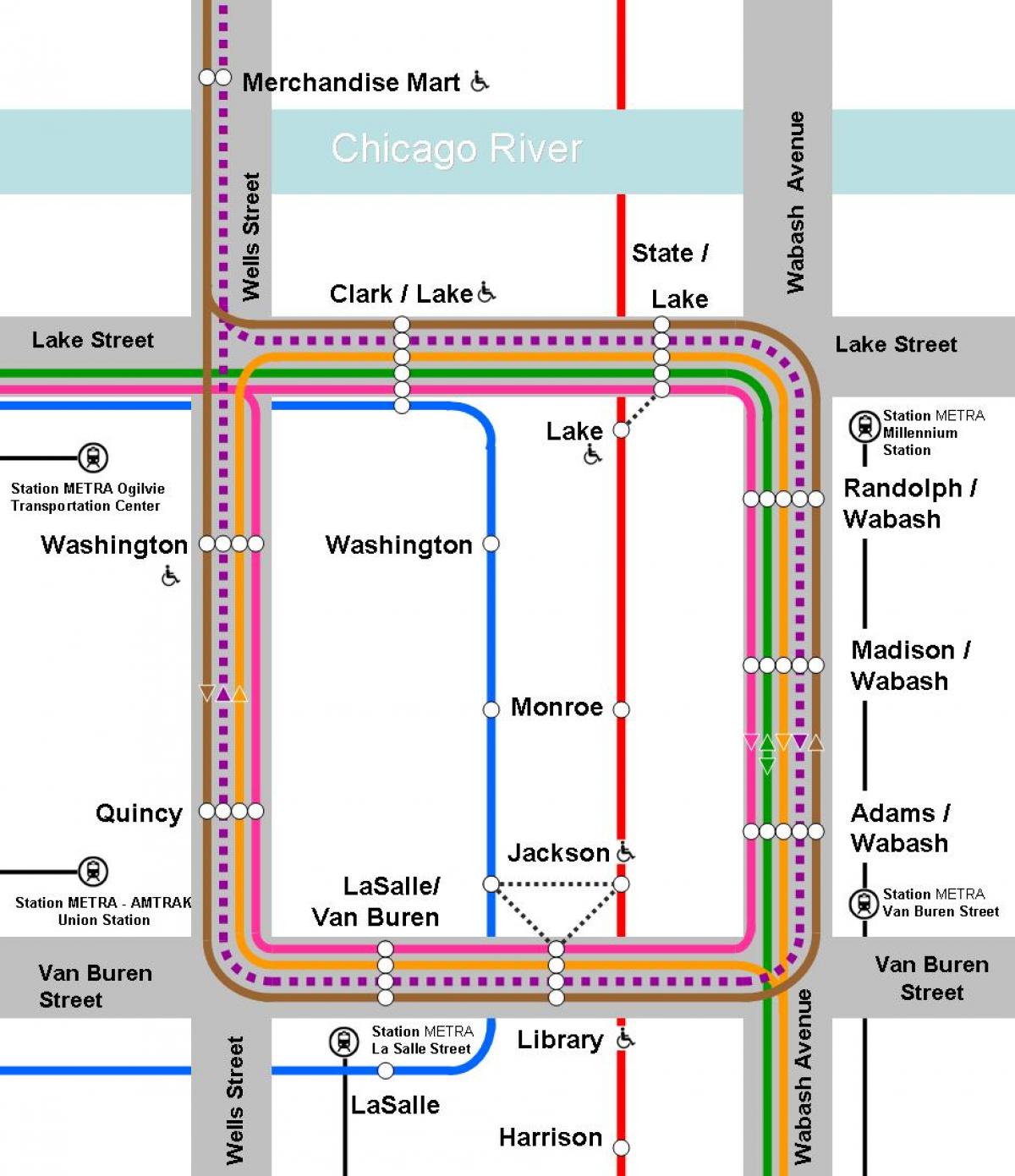 la línea naranja del mapa de Chicago