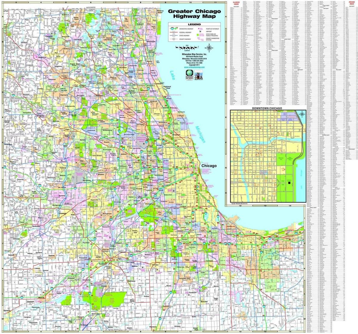 mapa de carreteras de Chicago