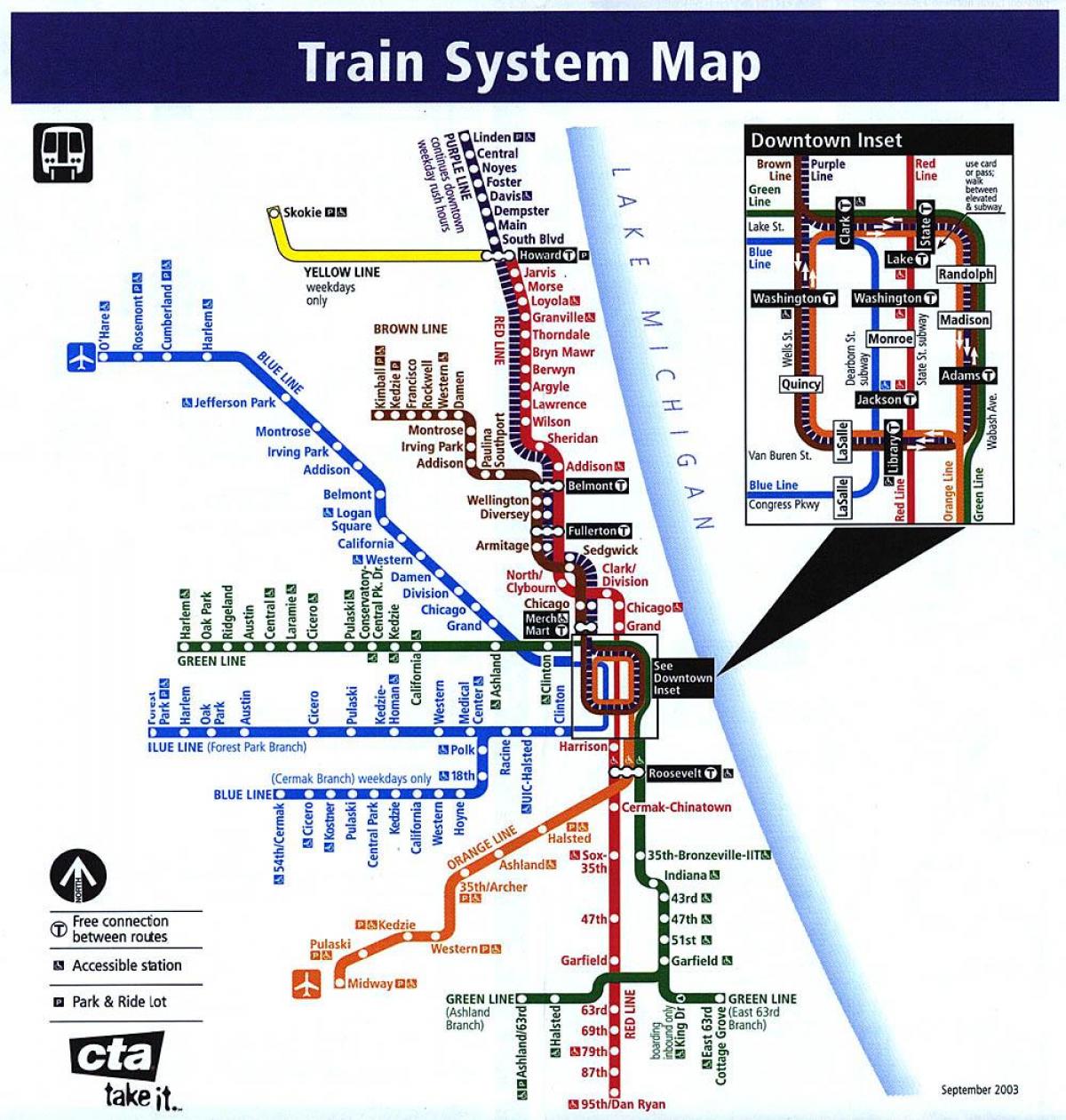 mapa de trenes de Chicago