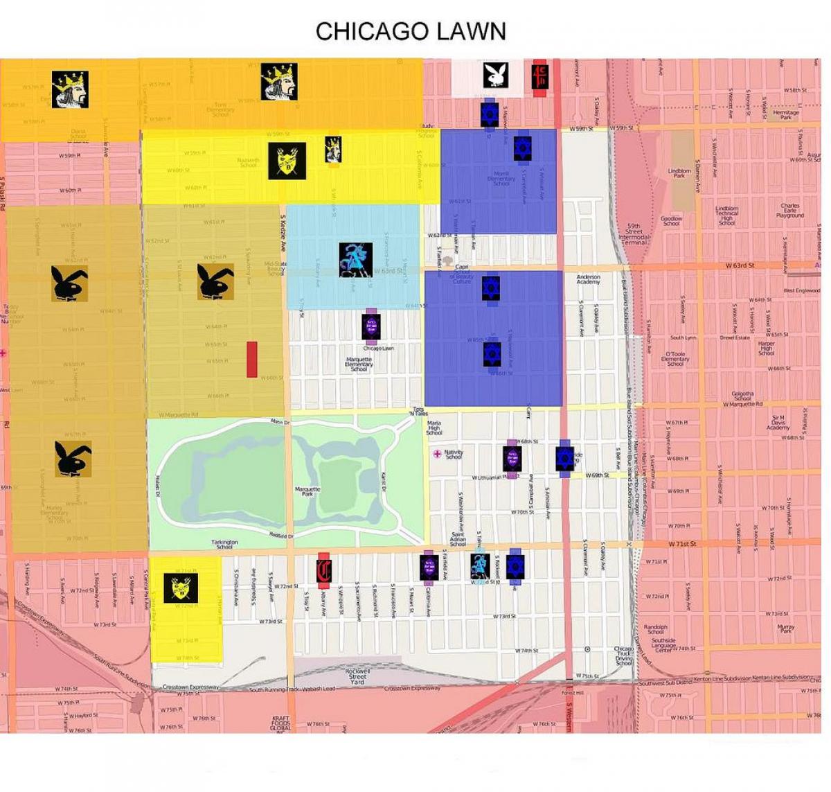 pandilla mapa de Chicago