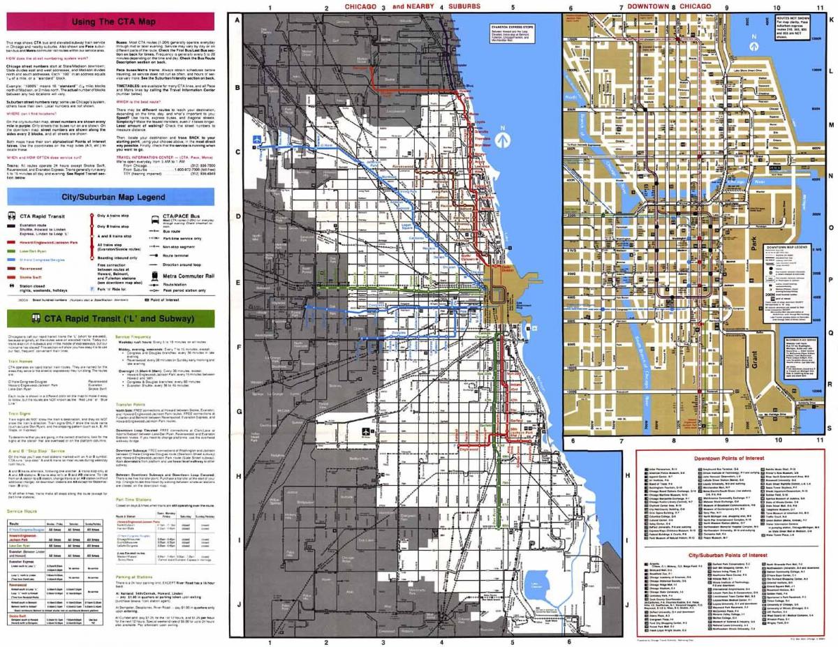 las rutas de autobuses de Chicago mapa