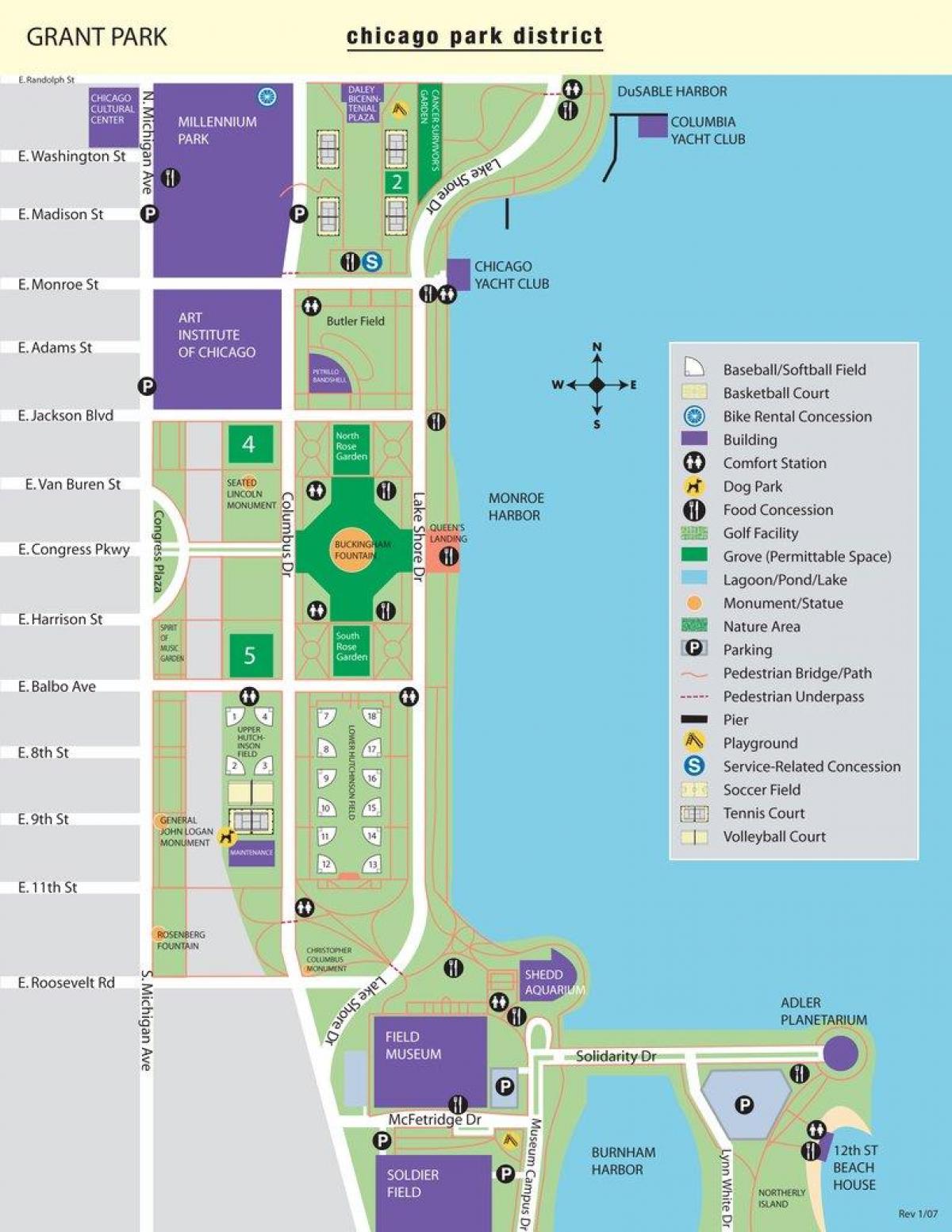 mapa de grant park de Chicago