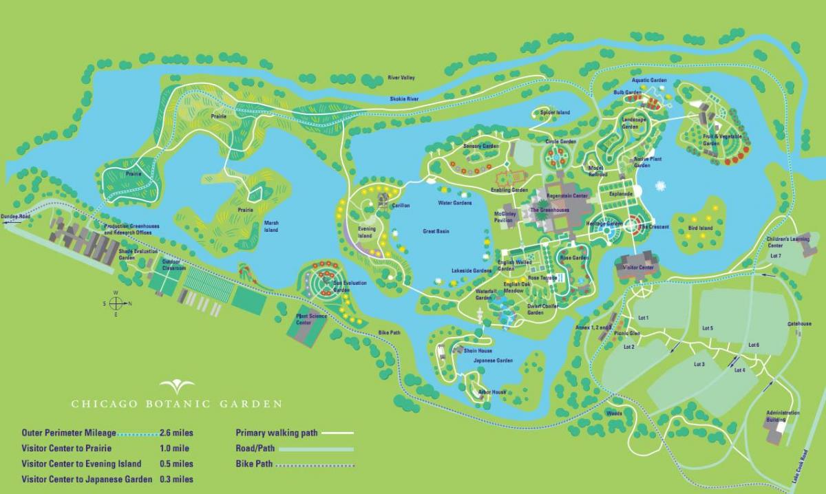 Jardín botánico de Chicago mapa