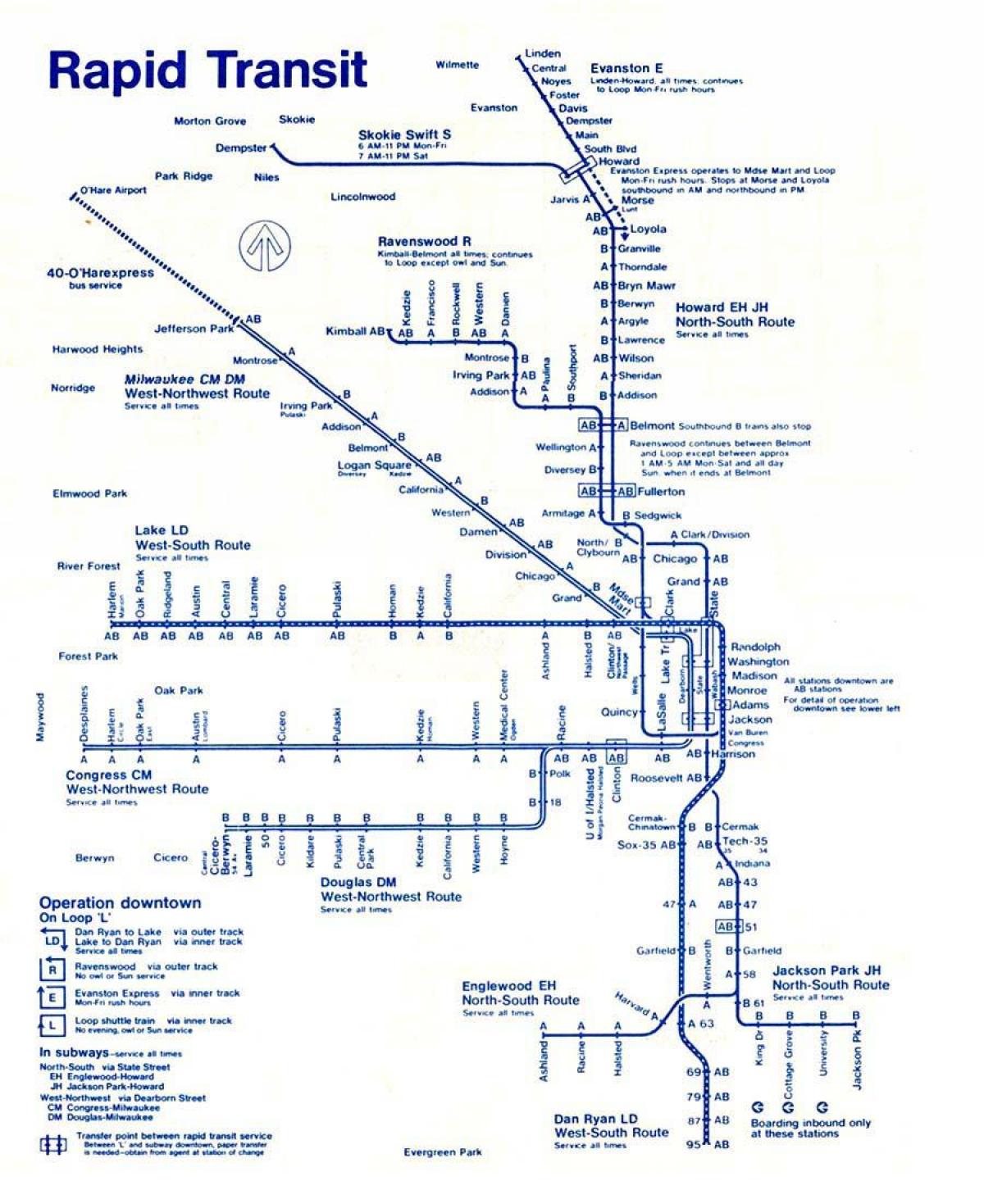 mapa de la línea azul de Chicago