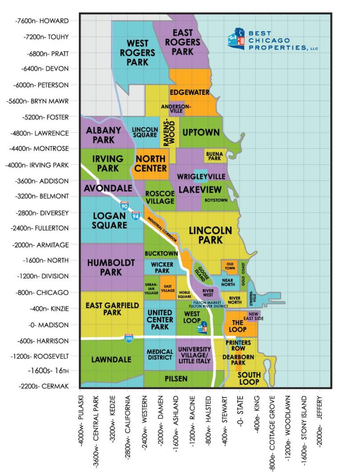 los barrios de Chicago mapa