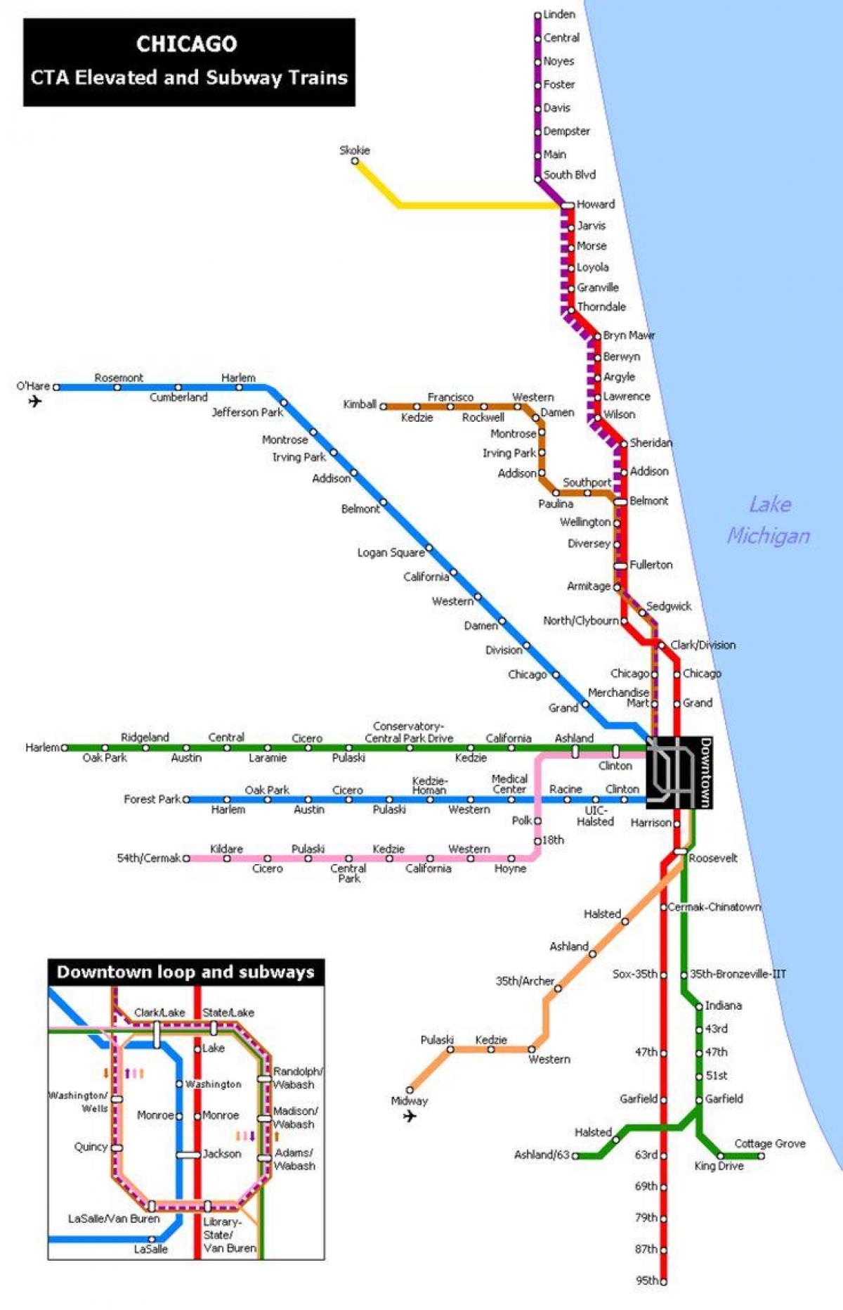 mapa del metro de Chicago