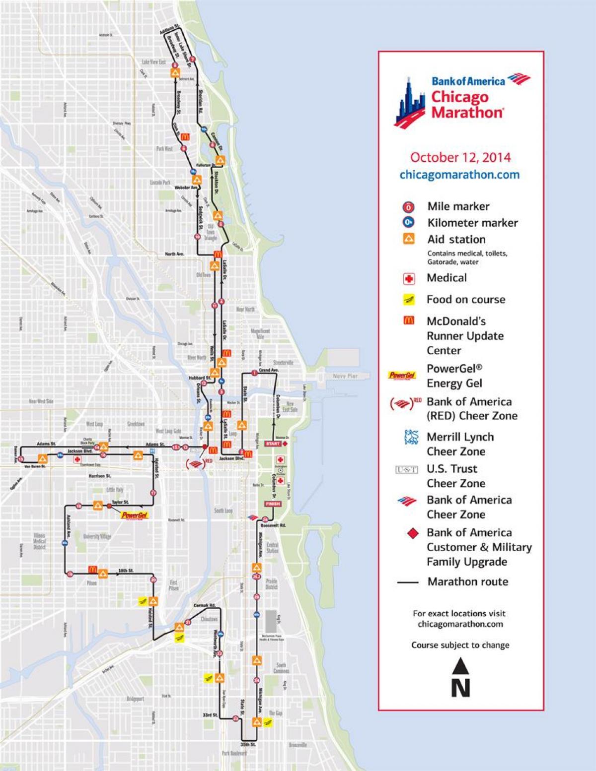 Maratón de Chicago raza mapa
