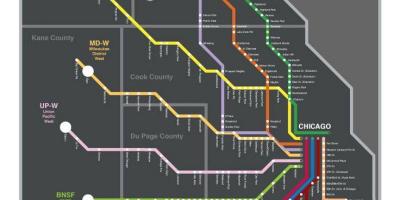 Tren de Metra mapa de Chicago