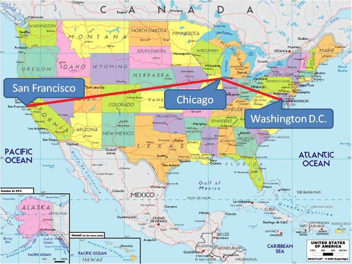 Chicago en el mapa de estados UNIDOS