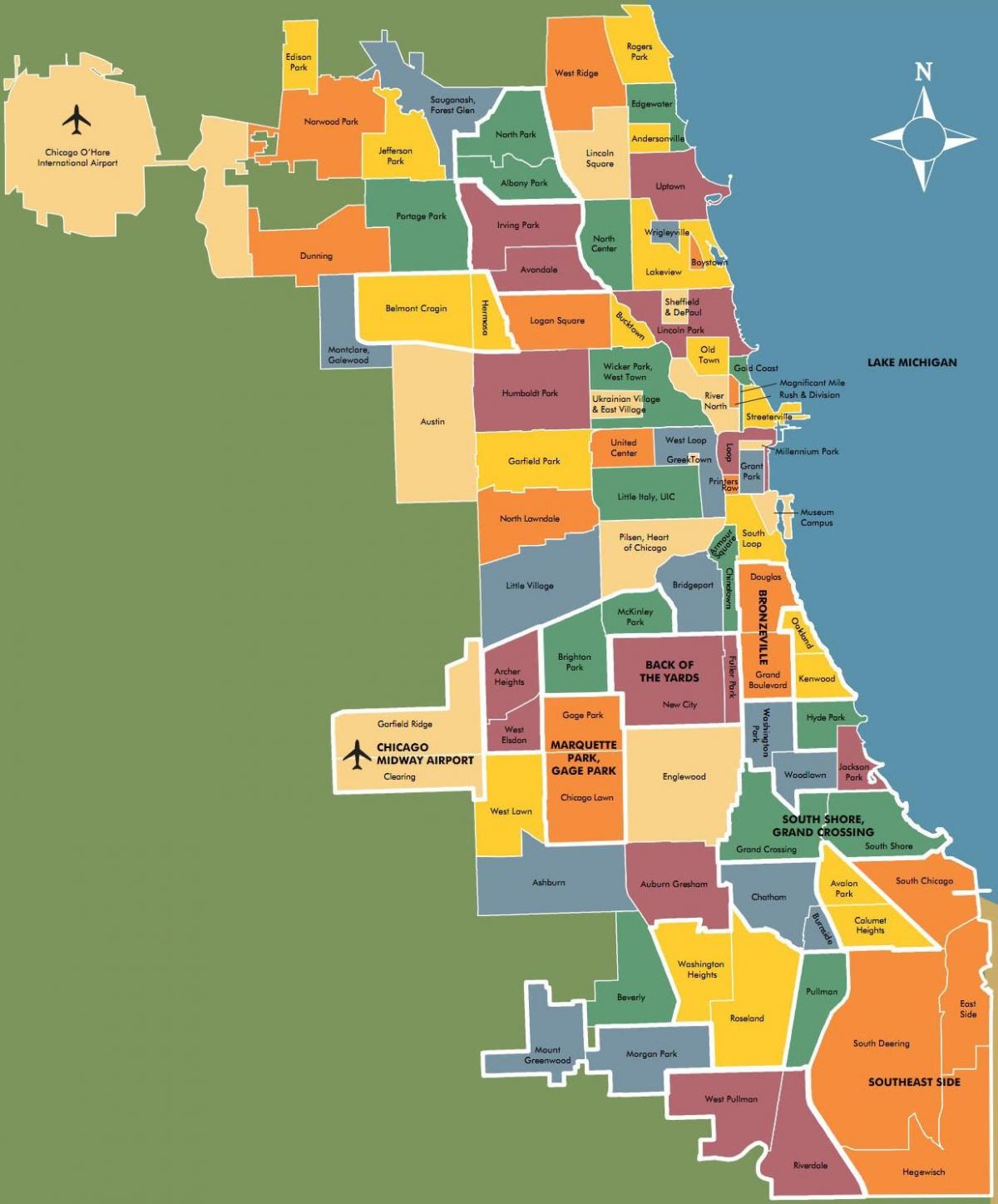 Vecindario De Chicago Mapa Mapa De Los Barrios De Chicago Estados Unidos De América 0362