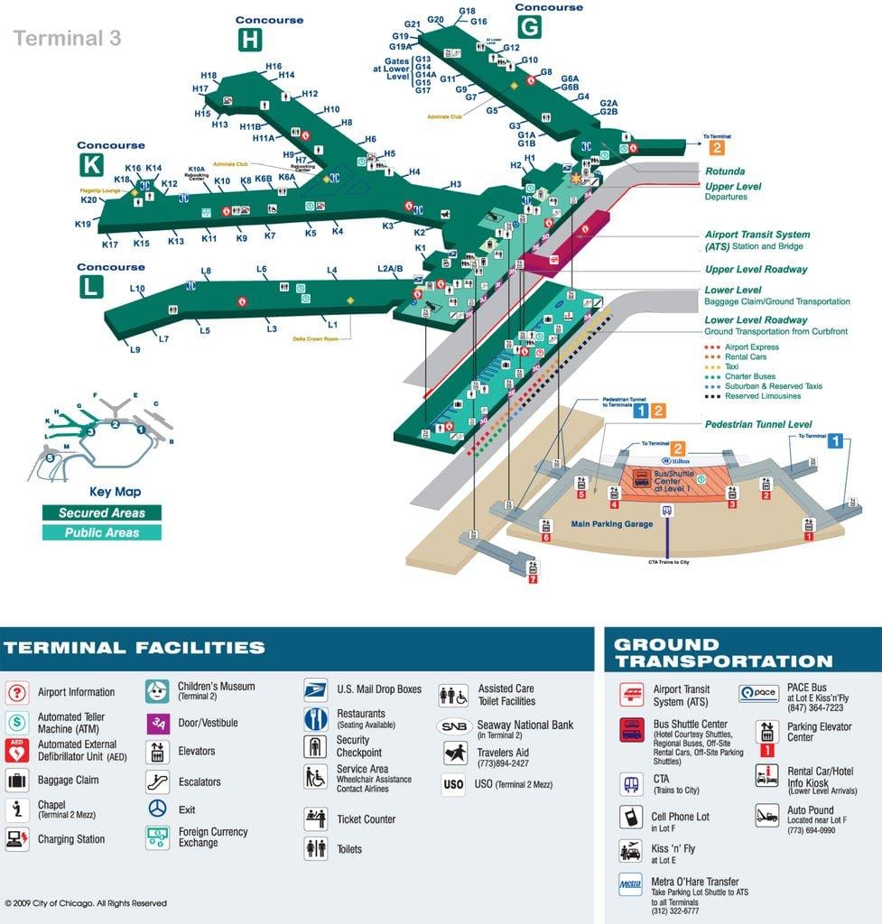 O'Hare aeropuerto internacional de mapa