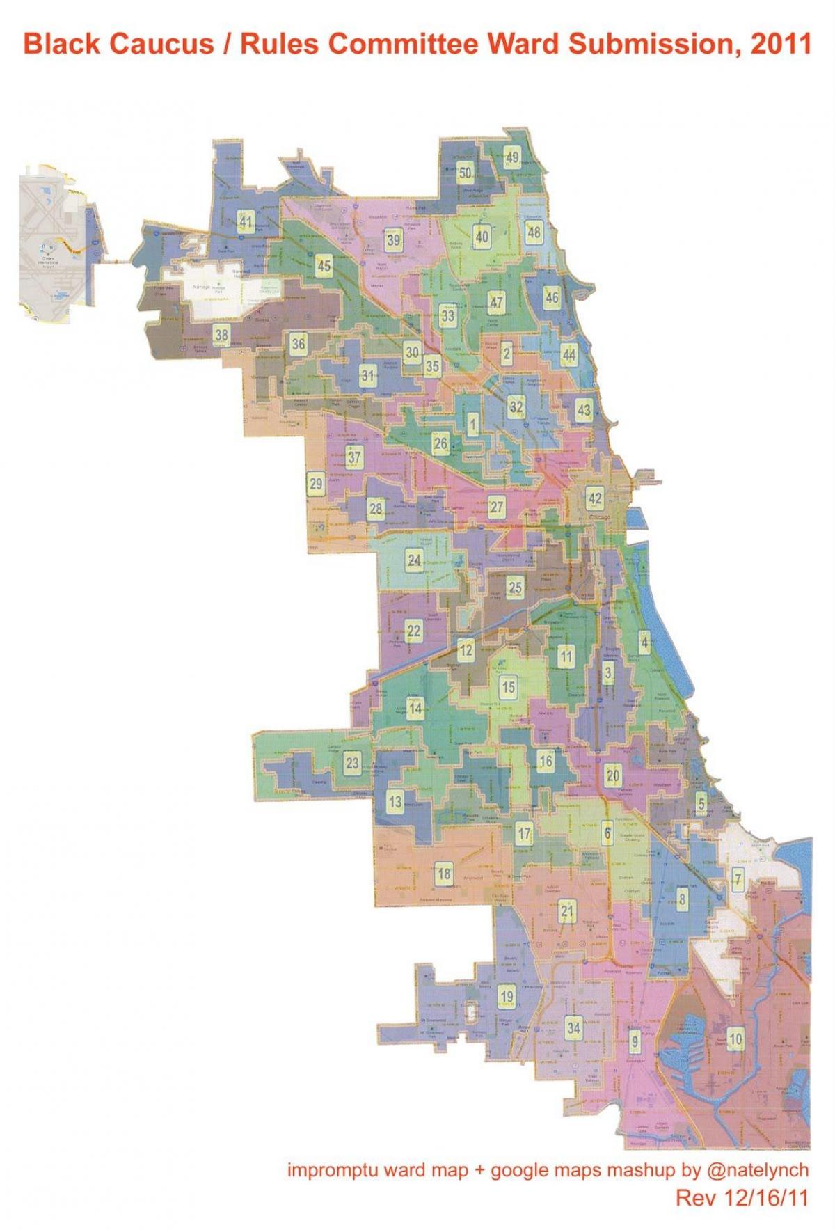 la ciudad de Chicago ward mapa