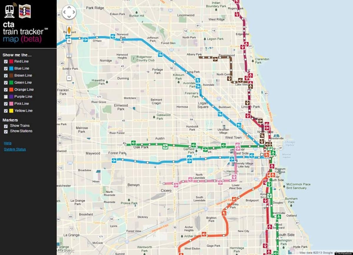 Públicas de Chicago transit mapa