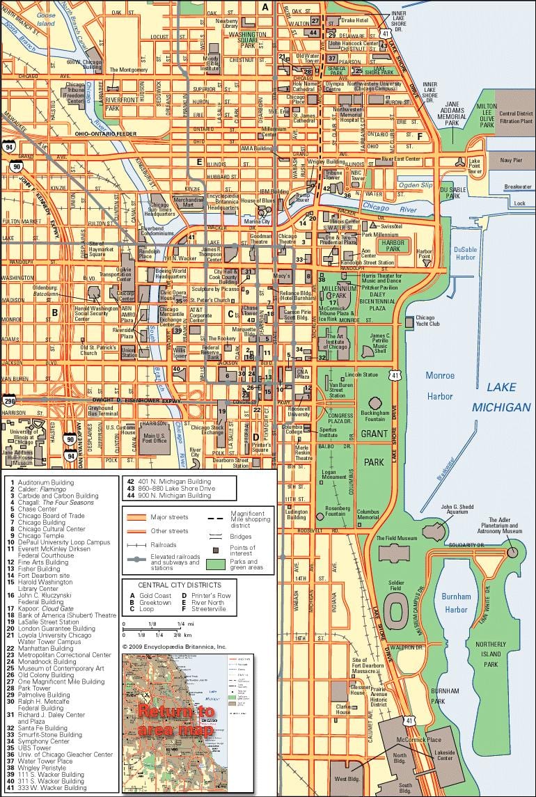 mapa del centro de Chicago