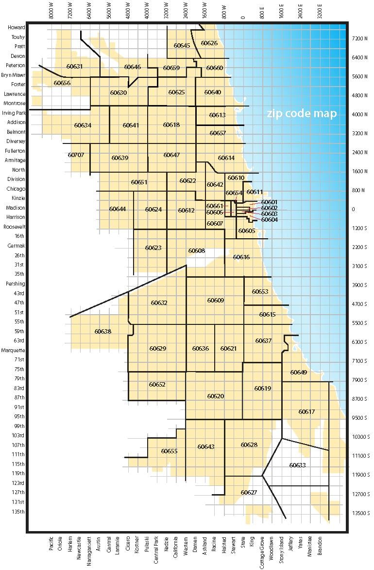 Chicago código de área de mapa
