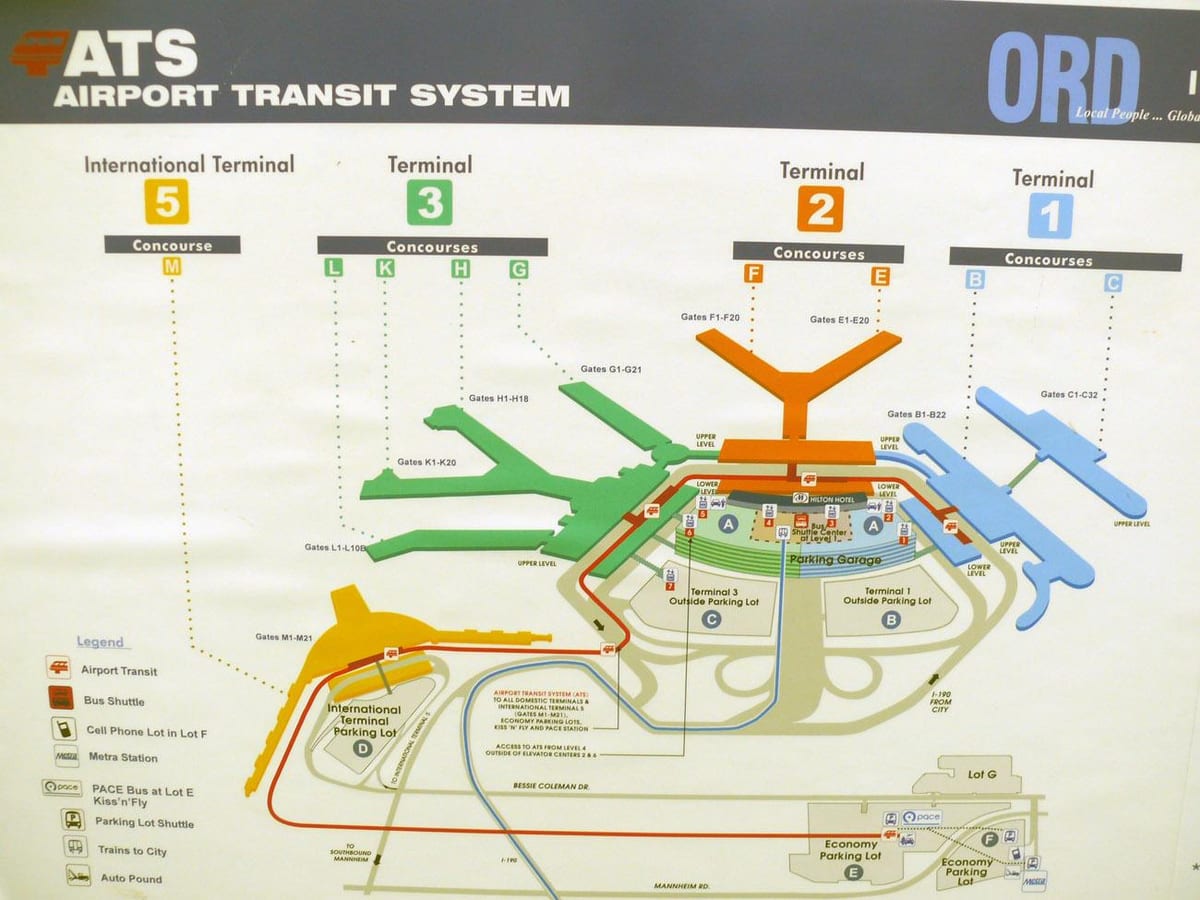 mapa de Chicago O'Hare aeropuerto