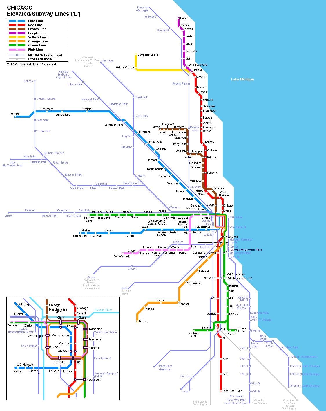 Chicago de la estación de metro mapa