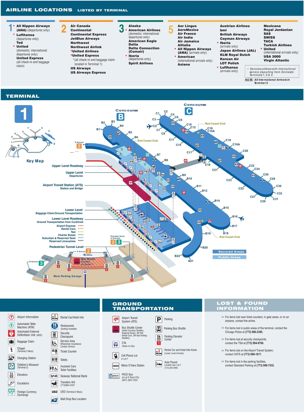 mapa de O'Hare terminal 1