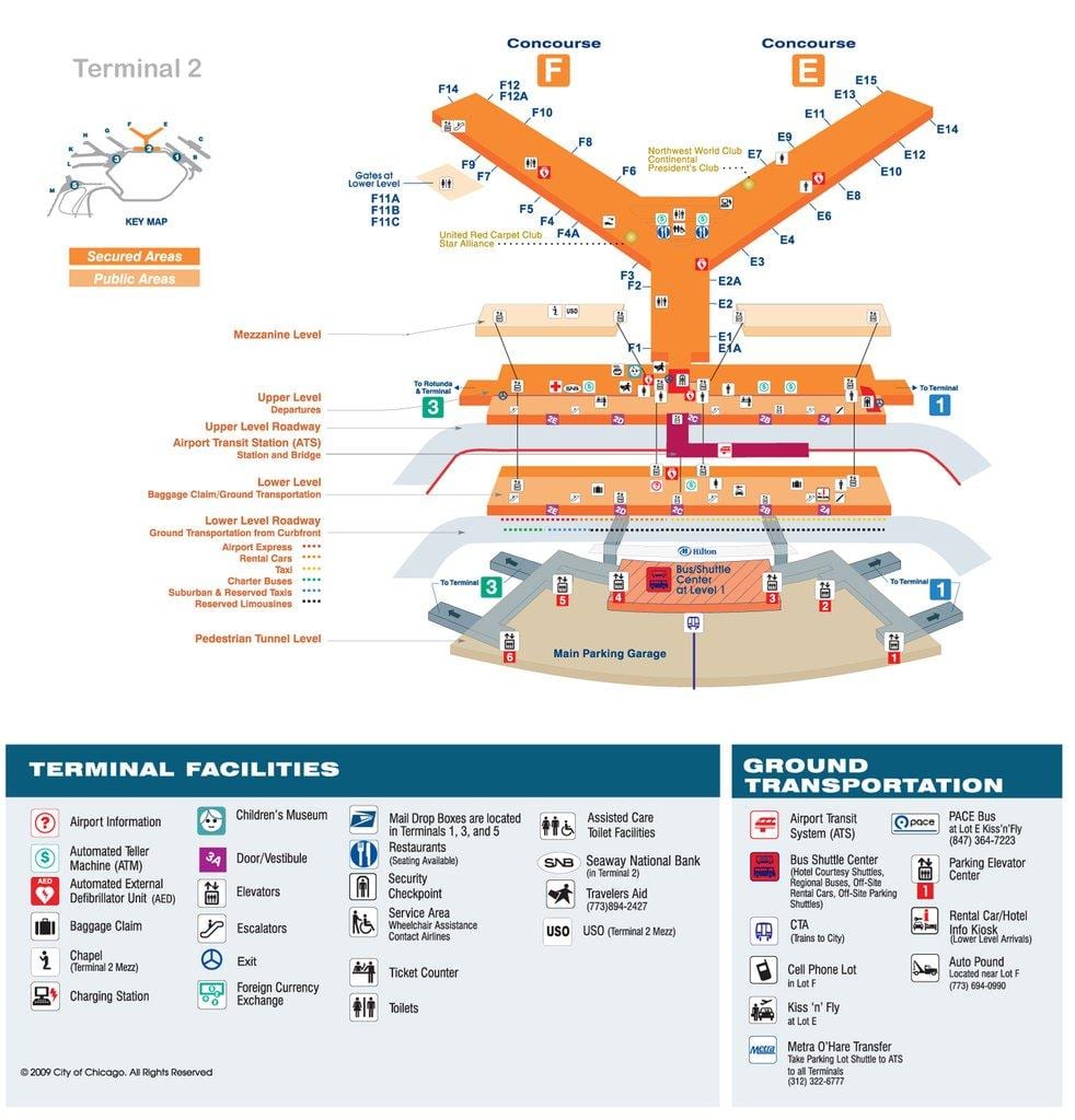 mapa de O'Hare terminal 2