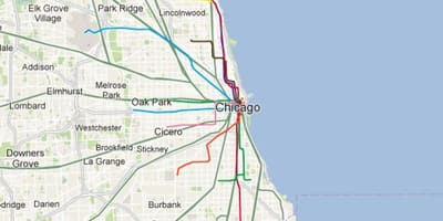 Chicago mapa de trenes de la línea azul