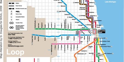 Chicago mapa de trenes de la línea azul