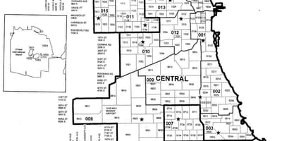 Los distritos de policía mapa de Chicago