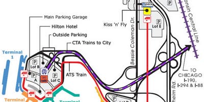 Chicago O'Hare aparcamiento mapa